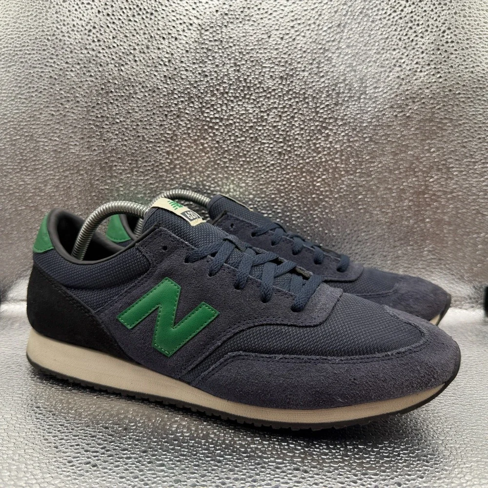 Size 10 New Balance Navy Blue Green Mens Classic Suede Casual Running Sneakers